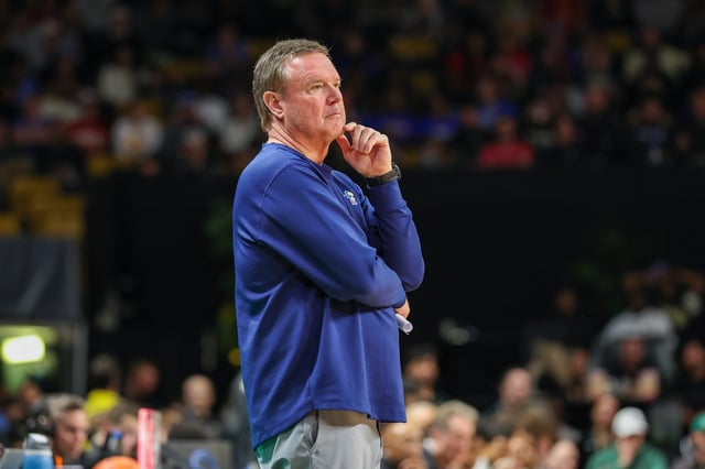Jan. 5, 2025; Orlando, Florida; Kansas basketball coach Bill Self looks on during a game against UCF at Addition Financial Arena.