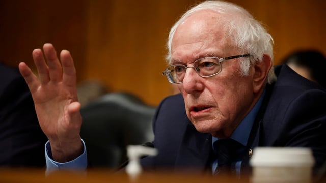 Bernie Sanders questions witnesses during a hearing on Capitol Hill in March 2024 (Credit: Chip Somodevilla/Getty Images)