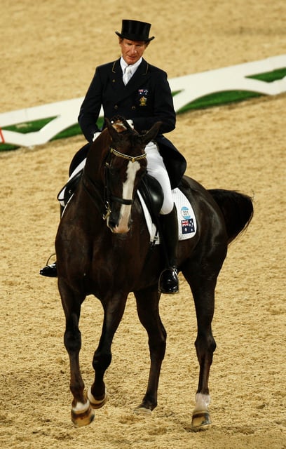 Heath Ryan of Australia is seen during the Equestrian Dressage Grand Prix competition at the Beijing 2008 Olympic Games in this file photo in Hong Kong August 13, 2008. REUTERS/Bobby Yip (CHINA)/File Photo