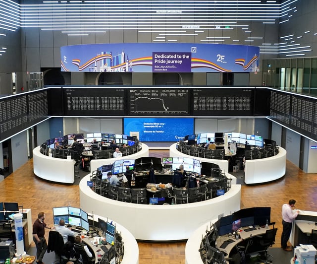 The German share price index DAX graph is pictured at the stock exchange in Frankfurt, Germany, May 23, 2025.   REUTERS/staff/File Photo