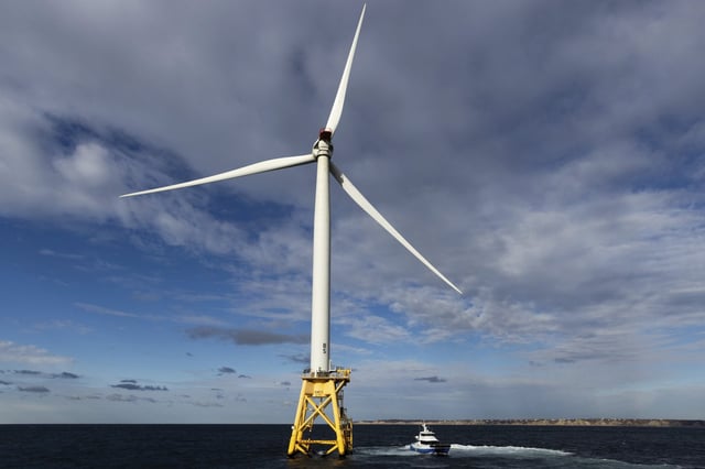 A Block Island Wind Farm turbine operates, Dec. 7, 2023, off the coast of Block Island, Rhode Island. THE CANADIAN PRESS/AP-Julia Nikhinson