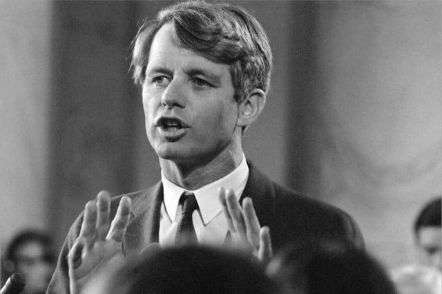 Sen. Robert F. Kennedy, D-N.Y., speaks in Washington, March 16, 1968, as he announces he will run for president.