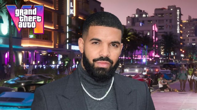 Drake with GTA 6 cars driving in background