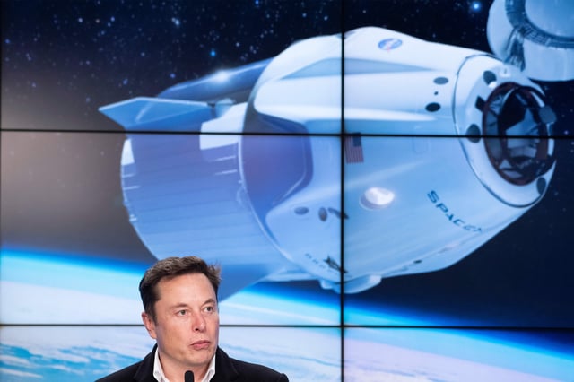 Elon Musk speaks during a press conference after the launch of SpaceX Crew Dragon Demo mission at the Kennedy Space Center in Florida on March 2, 2019.