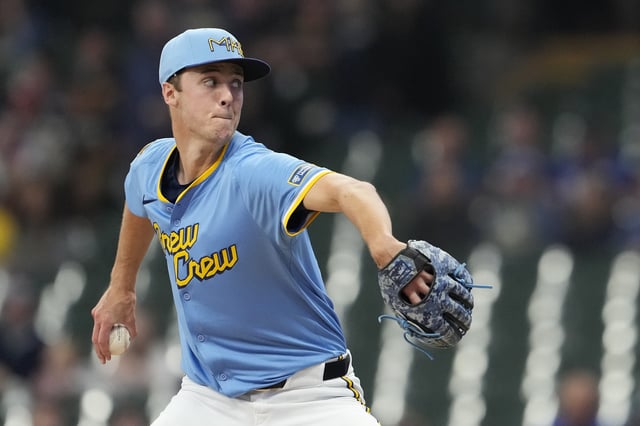 MILWAUKEE, WISCONSIN - JUNE 12: Jacob Misiorowski #33 of the Milwaukee Brewers throws a pitch against the St. Louis Cardinals during the first inning of his MLB debut at American Family Field on June 12, 2025 in Milwaukee, Wisconsin.