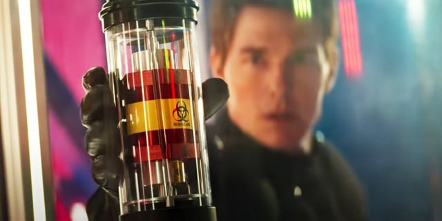 A flashback to Ethan Hunt stealing the Rabbit's Foot in Mission: Impossible - The Final Reckoning