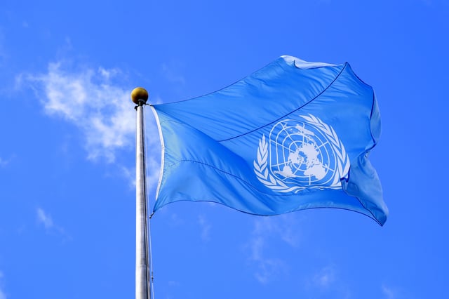 The United Nations flag is seen during the 74th session of the United Nations General Assembly at U.N. headquarters in New York City, New York, U.S., September 24, 2019. REUTERS/Yana Paskova/ File Photo
