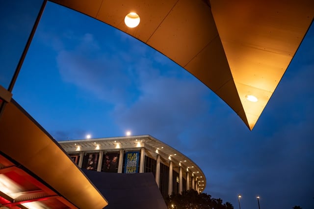 The classic architecture of the Music Center and the modern lines of the Walt Disney Concert Hall frame the evening sky in downtown Los Angeles.   (Photo by David Crane, Los Angeles Daily News/SCNG)