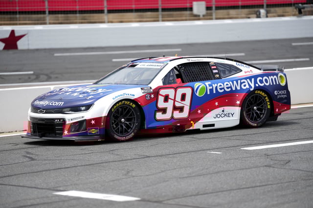 May 24, 2025; Concord, North Carolina, USA;  NASCAR Cup Series driver Daniel Suarez (99) during qualifying at Charlotte Motor Speedway. Mandatory Credit: Jim Dedmon-Imagn Images/File Photo
