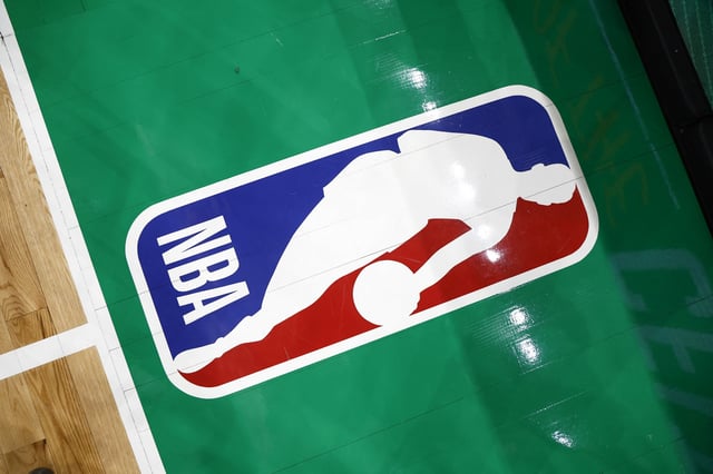 Mar 5, 2025; Boston, Massachusetts, USA; The NBA logo is seen on the court before thegame between the Boston Celtics and the Portland Trail Blazers at TD Garden. Mandatory Credit: Winslow Townson-Imagn Images/File Photo