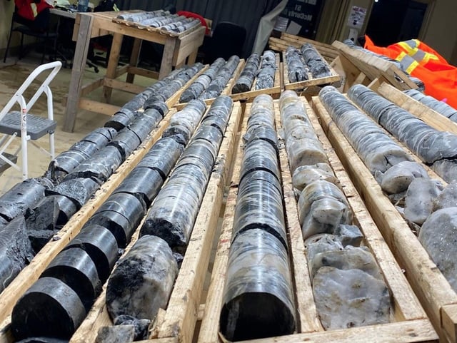  To determine the presence of gold or other minerals, companies drill core samples like this for testing. – File photo