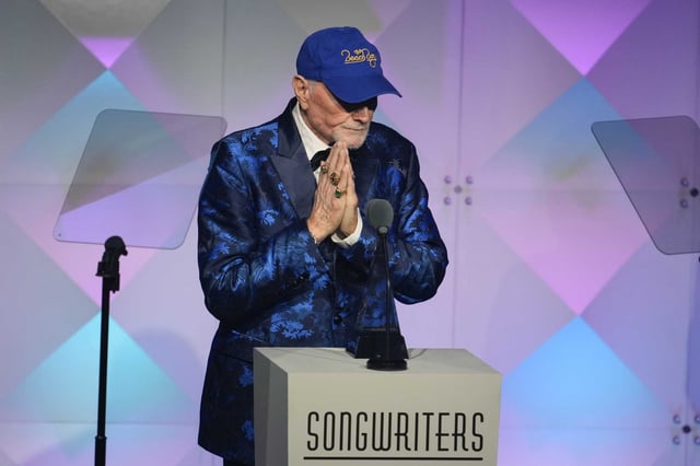 Mike Love of the Beach Boys accepts an award during the 54th annual Songwriters Hall of Fame induction and awards gala on Thursday, June 12, 2025, at the Marriott Marquis Hotel in New York. 