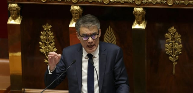 Le premier secrétaire du PS Olivier Faure, le 16 janvier 2025 à l'Assemblée nationale à Paris