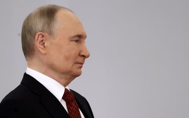 Russian President Vladimir Putin at the Saint George&#39;s Hall of the Grand Kremlin Palace during an award ceremony marking the Day of Russia on June 12 in Moscow.