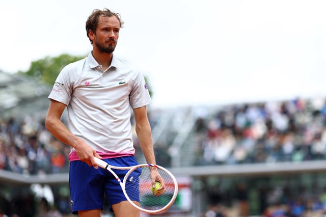 Tennis - French Open - Roland Garros, Paris, France - May 27, 2025 Russia's Daniil Medvedev reacts during his first round match against Britain's Cameron Norrie REUTERS/Lisi Niesner/File Photo