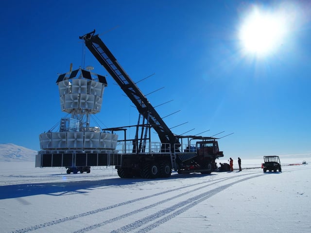 The unusual radio pulses were detected by the Antarctic Impulsive Transient Antenna (ANITA) experiment, a range of instruments flown on balloons high above Antarctica that are designed to detect radio waves from cosmic rays hitting the atmosphere. (Credit: Stephanie Wissel / Penn State)