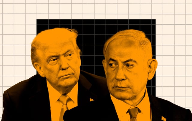 Illustration by Noah Hickey/The Dispatch. (Photograph of Donald Trump by Anna Moneymaker/Getty Images. Photograph of Benjamin Netanyahu/Getty Images.)