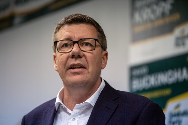 Saskatchewan Party Leader Scott Moe speaks at a media event where he released the Saskatchewan Party’s election platform in Saskatoon, Sask., on Saturday, Oct. 12, 2024. THE CANADIAN PRESS/Liam Richards