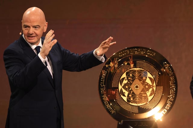 El presidente de la FIFA, Giani Infantino, en la presentación del trofeo del Mundial de Clubes.