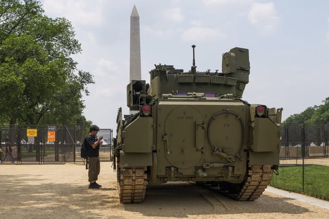Anti-Trump Protests Will Be Largely Absent from the Capital. The No Kings protests will, by design, take place all over the nation except in Washington, D.C. Here, a tank is seen on the National Mall on Friday, June 13, 2025.