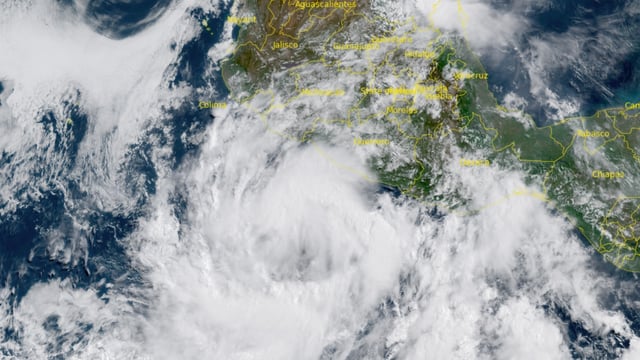 Satellite image of Tropical Storm Dalila. Credit Goes-19, RAMMB/CIRA, The Watchers. Acquired at 15:40 UTC on June 13, 2025.
