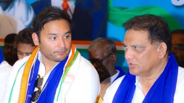 Mohammed Azharuddin with son Asaduddin.