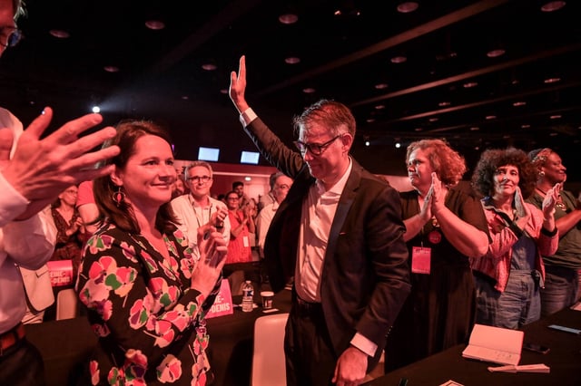 Johanna Rolland et Olivier Faure au congrès du PS à Nancy, le 13 juin 2025.