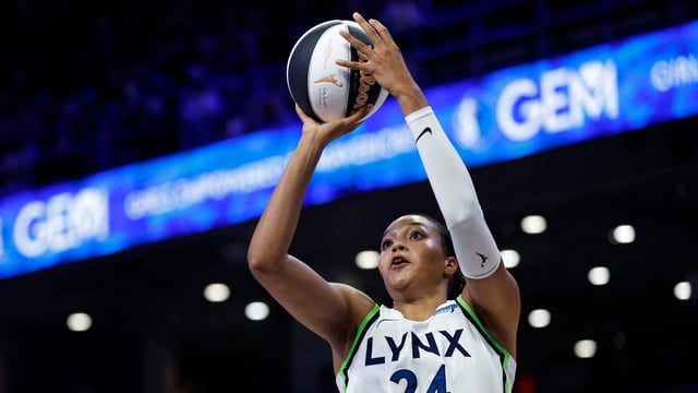 Napheesa Collier #24 of the Minnesota Lynx shoots the ball against the Dallas Wings during the first half at College Park Center on June 8, 2025 in Arlington, Texas.