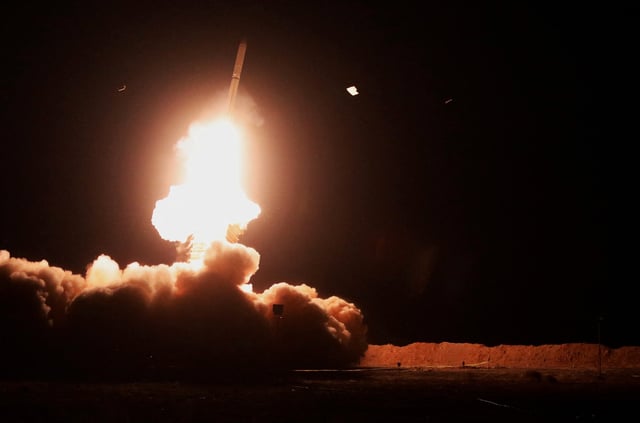 A missile is launched during an air defence drill in an undisclosed location in Iran, in this handout image obtained on January 12, 2025. Iranian Army/WANA (West Asia News Agency)/Handout via REUTERS ATTENTION EDITORS - THIS PICTURE WAS PROVIDED BY A THIRD PARTY./File Photo