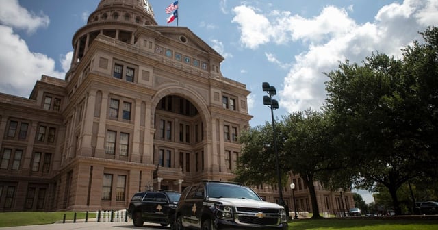 Texas Department of Public Safety vehicles outside of the state Capitol on Aug. 11, 2021.