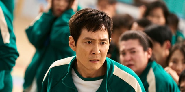 Seong Gi-hun (Lee Jung-jae) looking stressed as he competes in Squid Game Season 2