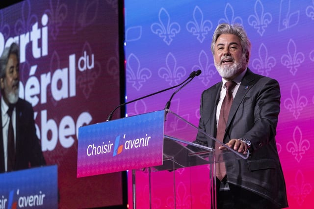Quebec Liberal Party leadership candidate Pablo Rodriguez gives a speech at the Quebec Liberal Party Leadership Conference in Quebec City, Saturday, June 14, 2025. THE CANADIAN PRESS/Joel Ryan
