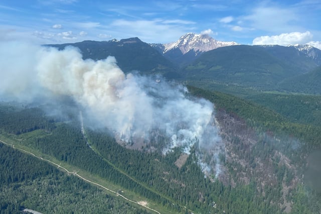 The Dryden Creek Wildfire, just north of Squamish, B.C. is seen in this handout image on Wednesday, June 11, 2025. 