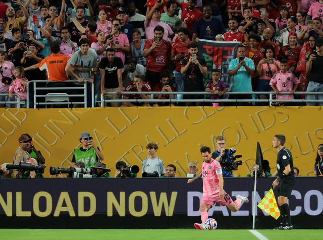 Soccer Football - Club World Cup - Group A - Al Ahly v Inter Miami CF - Hard Rock Stadium, Miami Gardens, Florida, U.S. - June 14, 2025 Inter Miami CF's Lionel Messi takes a corner kick IMAGN IMAGES via Reuters/Sam Navarro