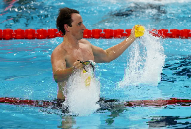 Paris 2024 Olympics - Swimming - Men's 50m Freestyle Final - Paris La Defense Arena, Nanterre, France - August 02, 2024. Cameron McEvoy of Australia celebrates after winning gold REUTERS/Hannah Mckay/File Photo