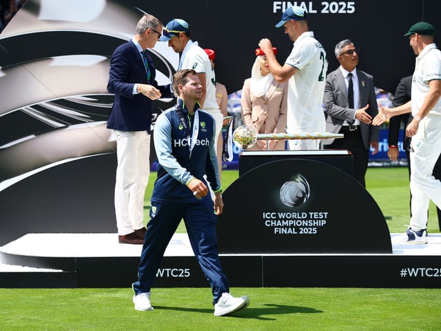 Cricket - 2025 ICC World Test Championship Final - South Africa v Australia - Lord's Cricket Ground, London, Britain - June 14, 2025 Australia's Steve Smith after collecting his runners-up medal from the podium Action Images via Reuters/Andrew Boyers