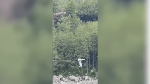 Girl falls off zipline in Manali