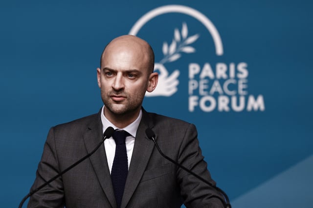 France's Minister for Europe and Foreign Affairs Jean-Noel Barrot looks on as he delivers a speech during a conference at the French Economic, Social and Environmental Council (CESE) in Paris on June 13, 2025. THIBAUD MORITZ/Pool via REUTERS/File Photo