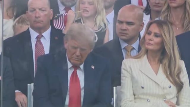 A photo going viral on social media shows the 79-year-old sitting with his eyes shut.
