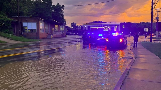 Flash floods in Wheeling, West Virginia on June 14, 2025. Credit: Wheeling, WV Police Department