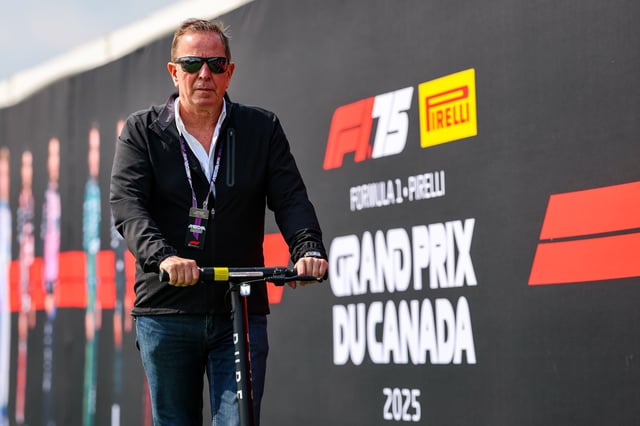 Martin Brundle rides a scooter in the paddock during previews ahead of the F1 Grand Prix of Canada at Circuit Gilles-Villeneuve on June 12, 2025 in Montreal, Canada