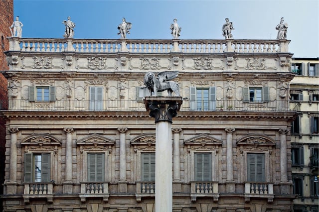 Palazzo Maffei windows front view facade.