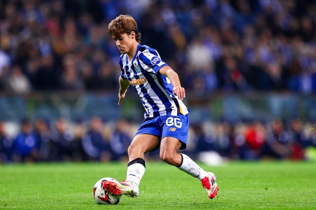 Rodrigo Mora of FC Porto controls the ball during the UEFA Europa League 2024/25 League Phase MD7 match between FC Porto and Olympiacos FC at Estadio do Dragao on January 23, 2025 in Porto, Portugal.