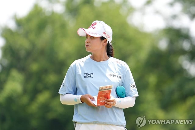 Choi Hye-jin of South Korea stands on the 14th hole during the final round of the Meijer LPGA Classic for Simply Give at Blythefield Country Club in Belmont, Michigan, on June 15, 2025, in this Getty Images photo. (Yonhap)