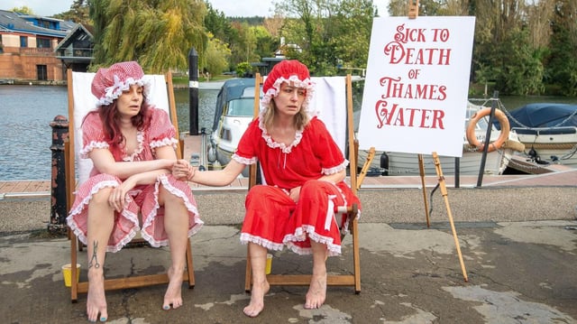Wild swimmers at a protest in Henley-on-Thames