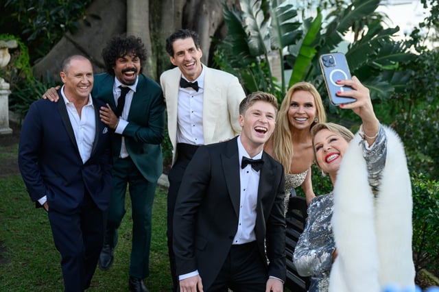 SYDNEY, AUSTRALIA - JUNE 23:  Larry Emdur, Tony Armstrong, Andy Lee, Robert Irwin, Sonia Kruger and Julia Morris attend the TV WEEK Logie Awards Nominations Announcement on June 23, 2024 in Sydney, Australia. (Photo by James Gourley/Getty Images for TV WEEK)