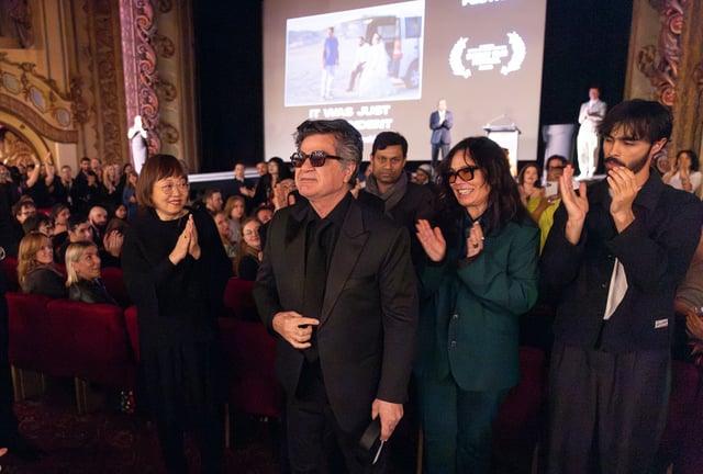 Jafar Panahi receives the Sydney Film Prize on Sunday. (Image: Tim Levy)