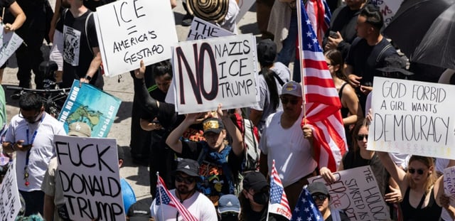 Manifestation contre la politique migratoire de Donald Trump à Los Angeles, le 14 juin 2025