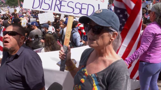 Debbie Whaley speaks to CNN at a "No Kings" protest in Los Angeles on Saturday.