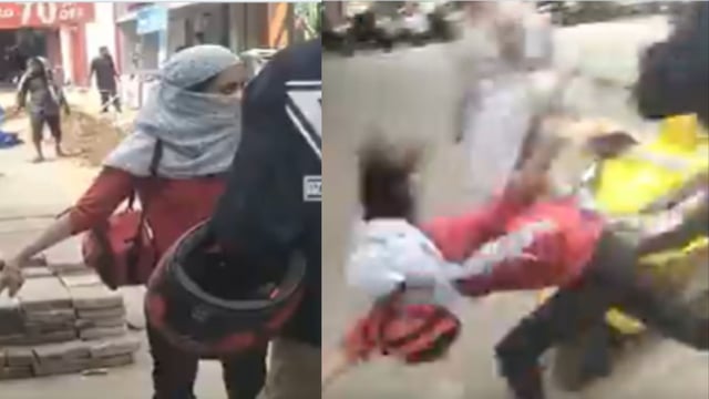 The driver allegedly slapped the woman during the argument, causing her to fall to the ground.
